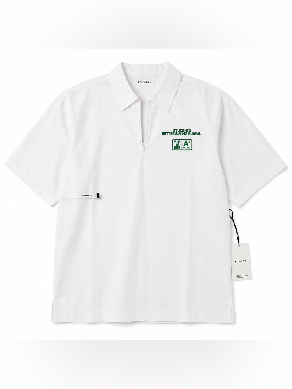 Students Golf Better Swing Bureau Zip Shirt White Green NWT